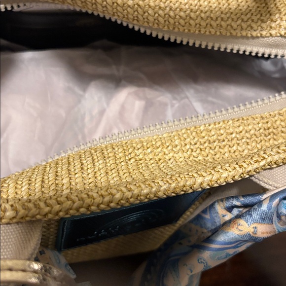 Beige and Blue Designer Tote Bag - Picture 9 of 11